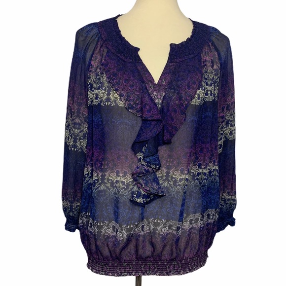 The Limited Tops - The Limited Semi-Sheer Ruffle Detail Blouse